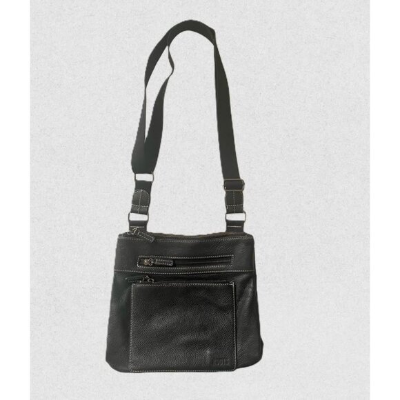 ROOTS Black Leather Purse with Adjustable Shoulder Strap - Picture 4 of 8
